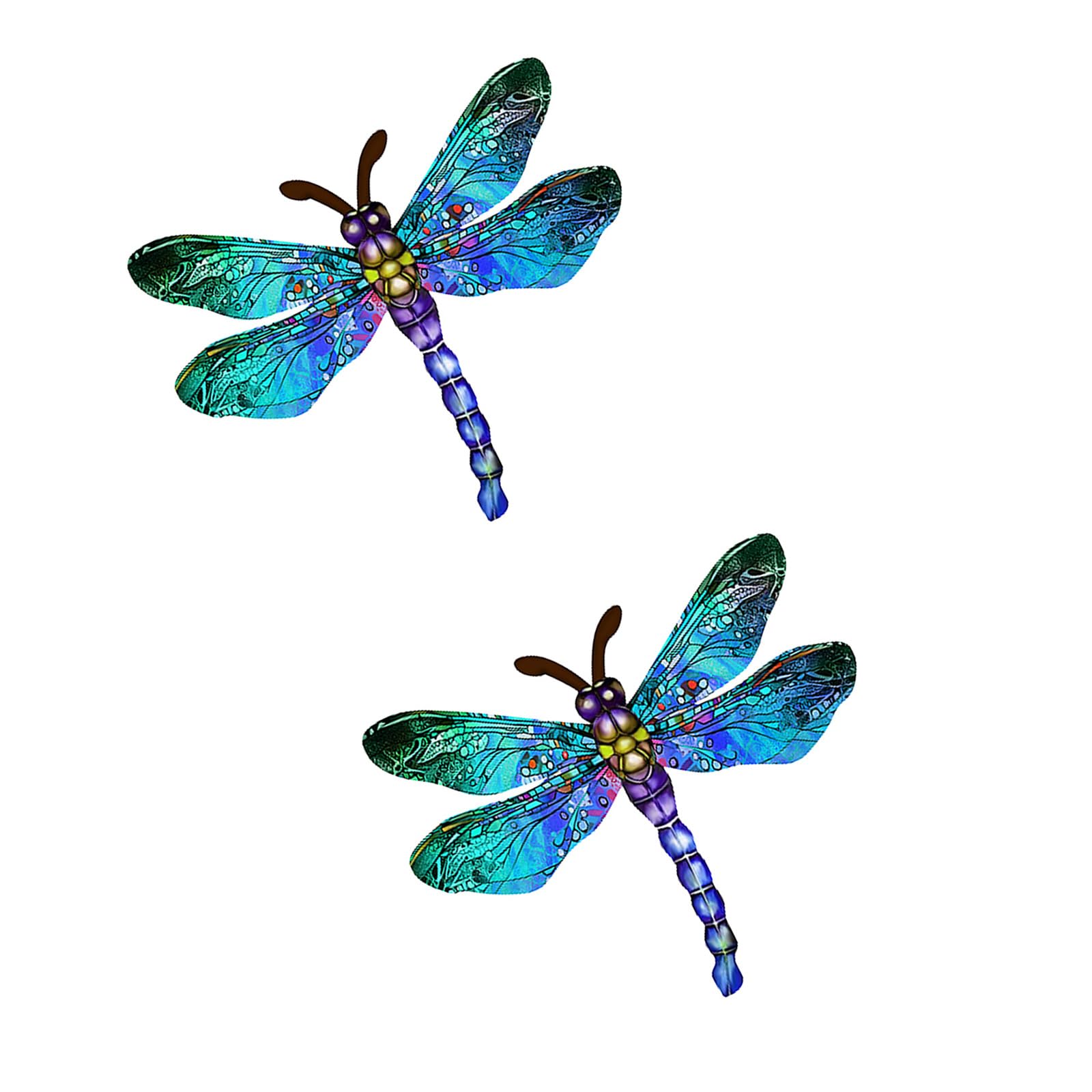 Hredyqw Pack of 2 Elegant Metal Dragonflies Wall Decoration for Garden Patios Yard Indoor Outdoor Hanging Ornament
