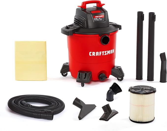 CRAFTSMAN CMXEVBE17590 9 Gallon 4.25 Peak HP Wet Dry Shop Vacuum | General Purpose Wet and Dry Vac with Filter, Dust Bag, Hose and Attachments for Home, Garage and Automotive Cleaning