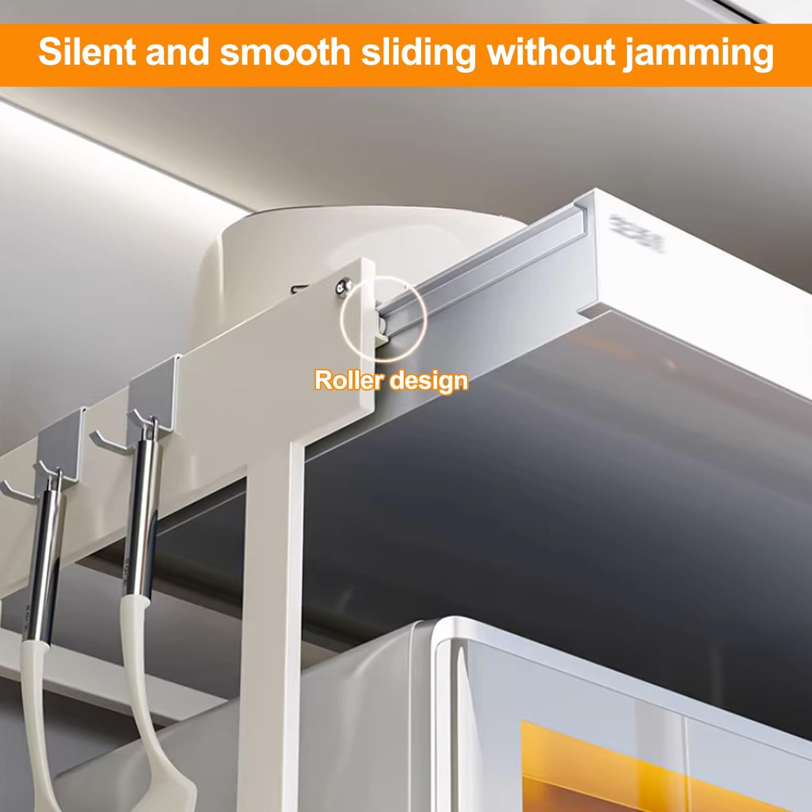 3 Livelli Mensola Microonde, Scaffale Per Microonde con Cassetto, Supporto Per Microonde con Spazio Contenitore Per Ingresso E Soggiorno(Off-white+Gray,L52cm/20.4'')