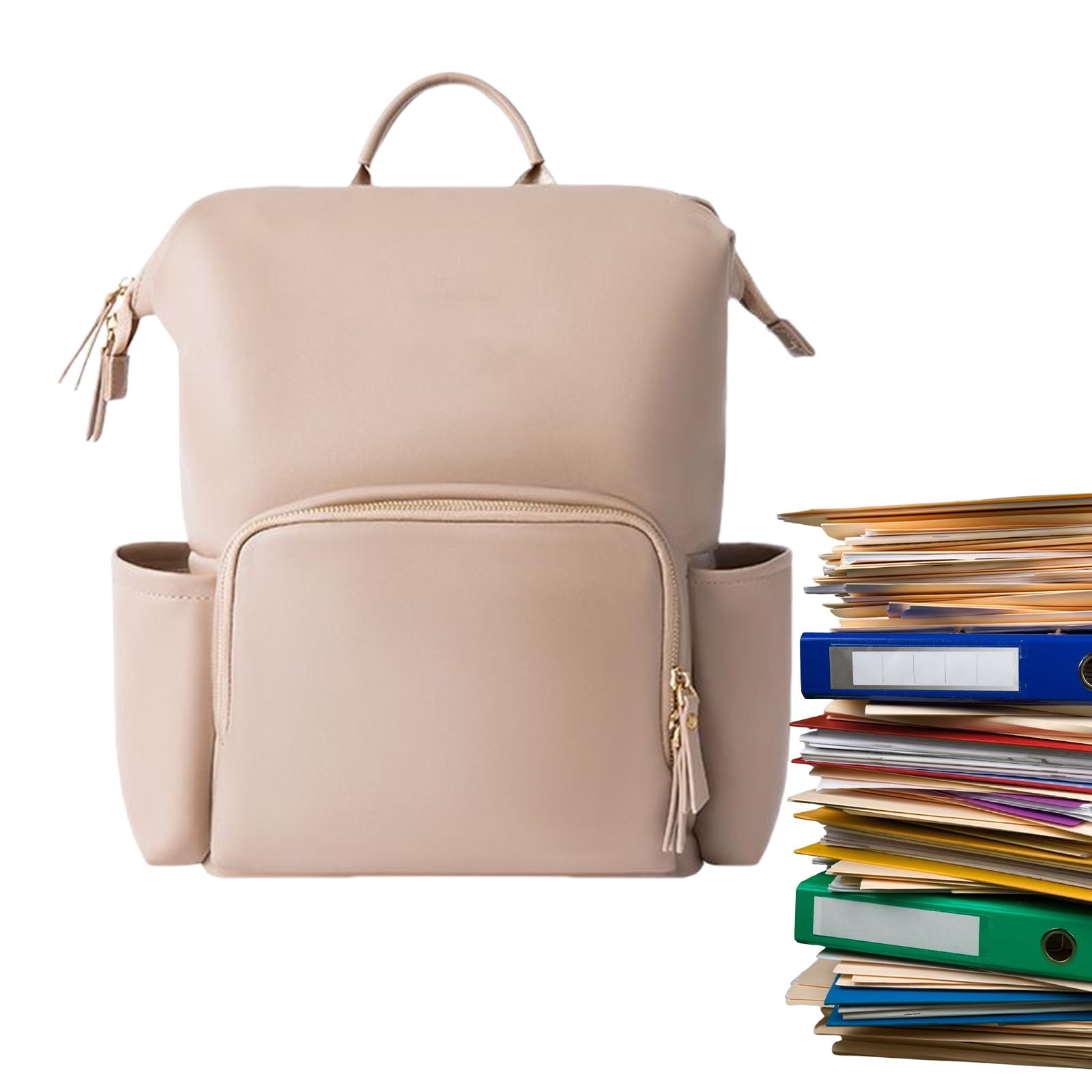 Bolsa de pañales de piel - Elegante mochila para pañales con mucho espacio de almacenamiento | Bolsa de piel sintética resistente al agua, moderna para viajes, uso diario, escuela, oficina, cochecito