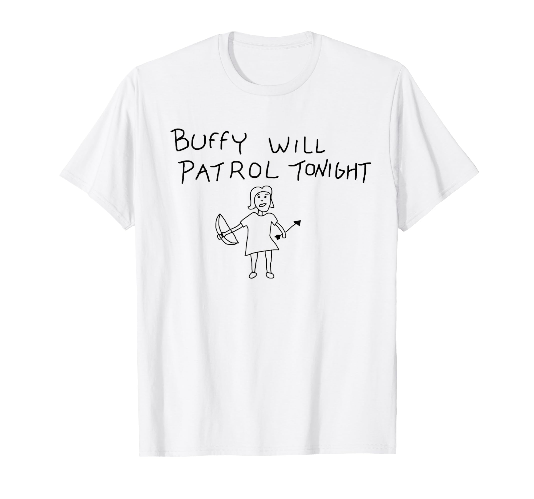 STORE9Buffy Will Patrol Tonight Unisex-Adults & Kids Classic Fit White Polyester 100% Cartoon T-Shirt
