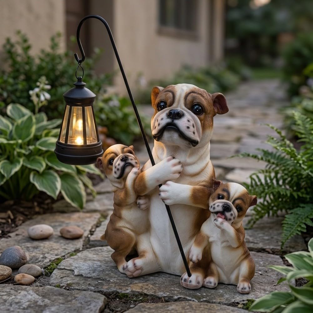 Lampada solare da giardino in resina a forma di cane 28 x 12 x 32 cm per
