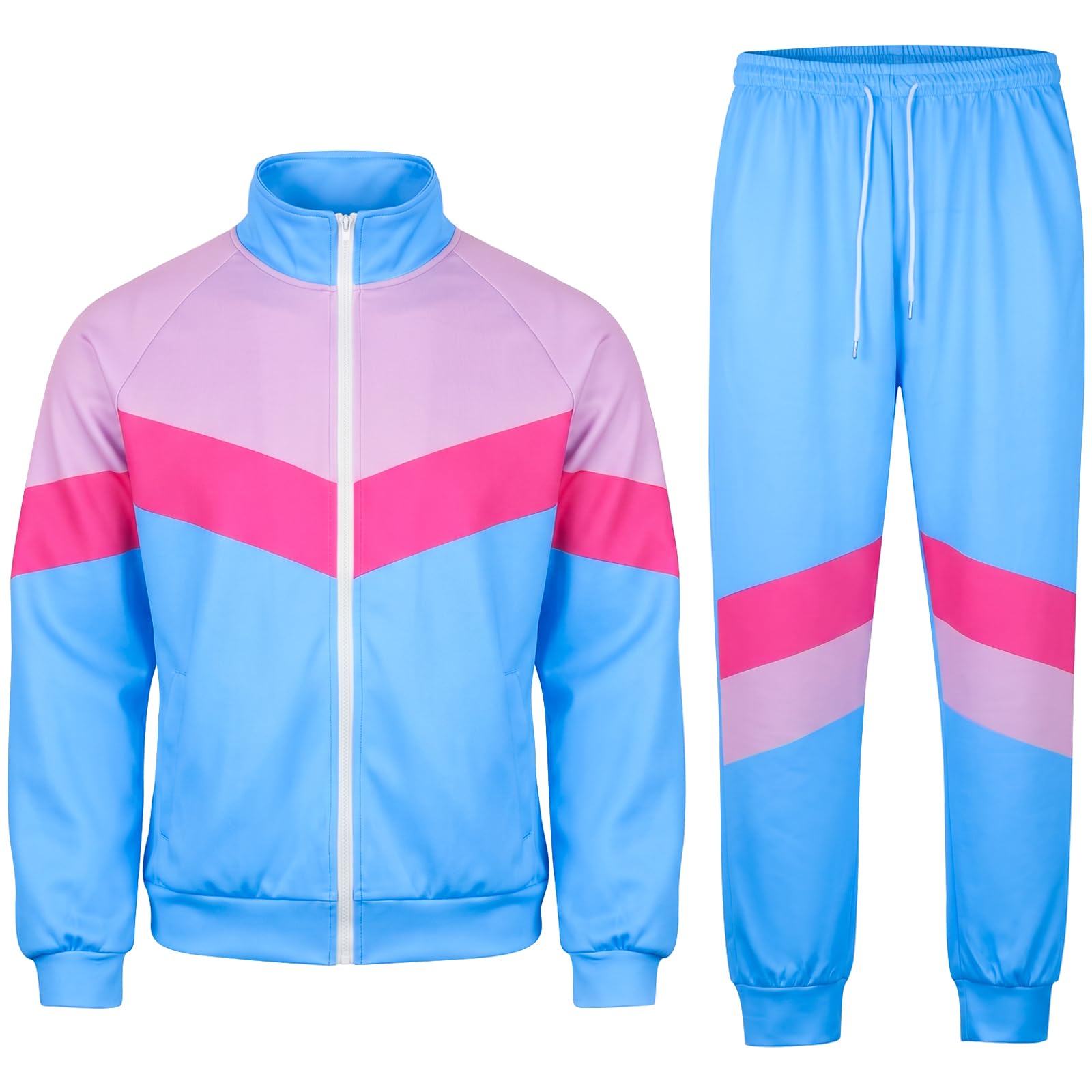 Arssm Retro 80s 90s Outfit Sets for Men Vintage Jacket and Joggers Sweatpants 80s Tracksuit Streetwear