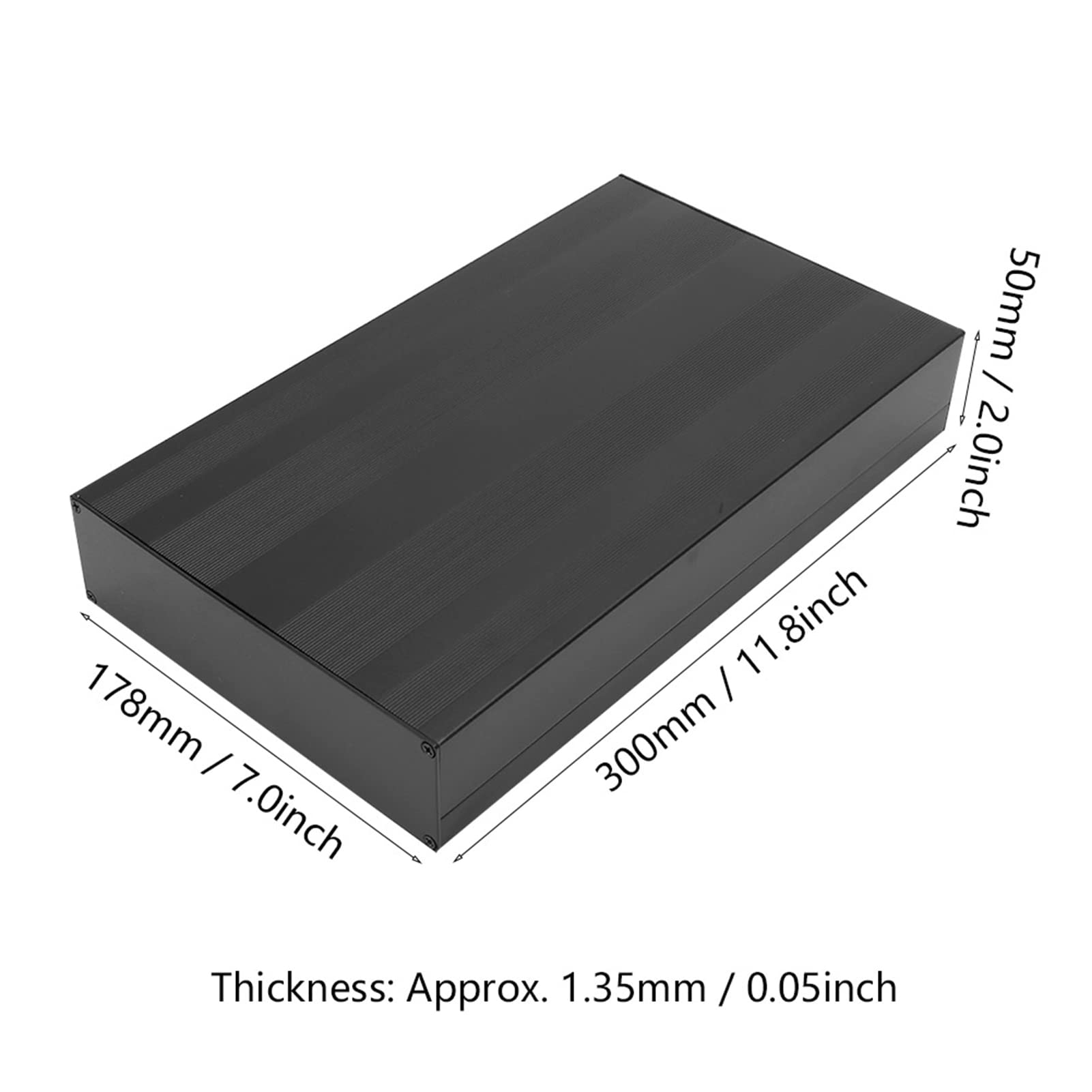 Wysokiej Jakości Aluminiowe Pudełko na Płytki Drukowane Trwała Obudowa Elektroniczna Projektu dla Projektów Matowa czerń 50 * 178 * 300mm