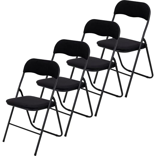 Brixy Folding chairs Set of 4 – Black