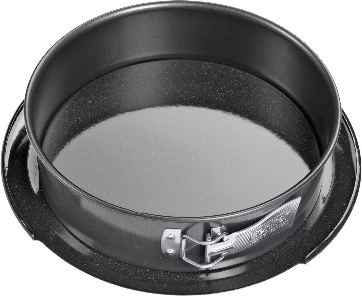 ZADO Zenker 7020 Deluxe Moule à Charnière avec Fond Plat Émail Noir Métallique Diamètre 27 cm