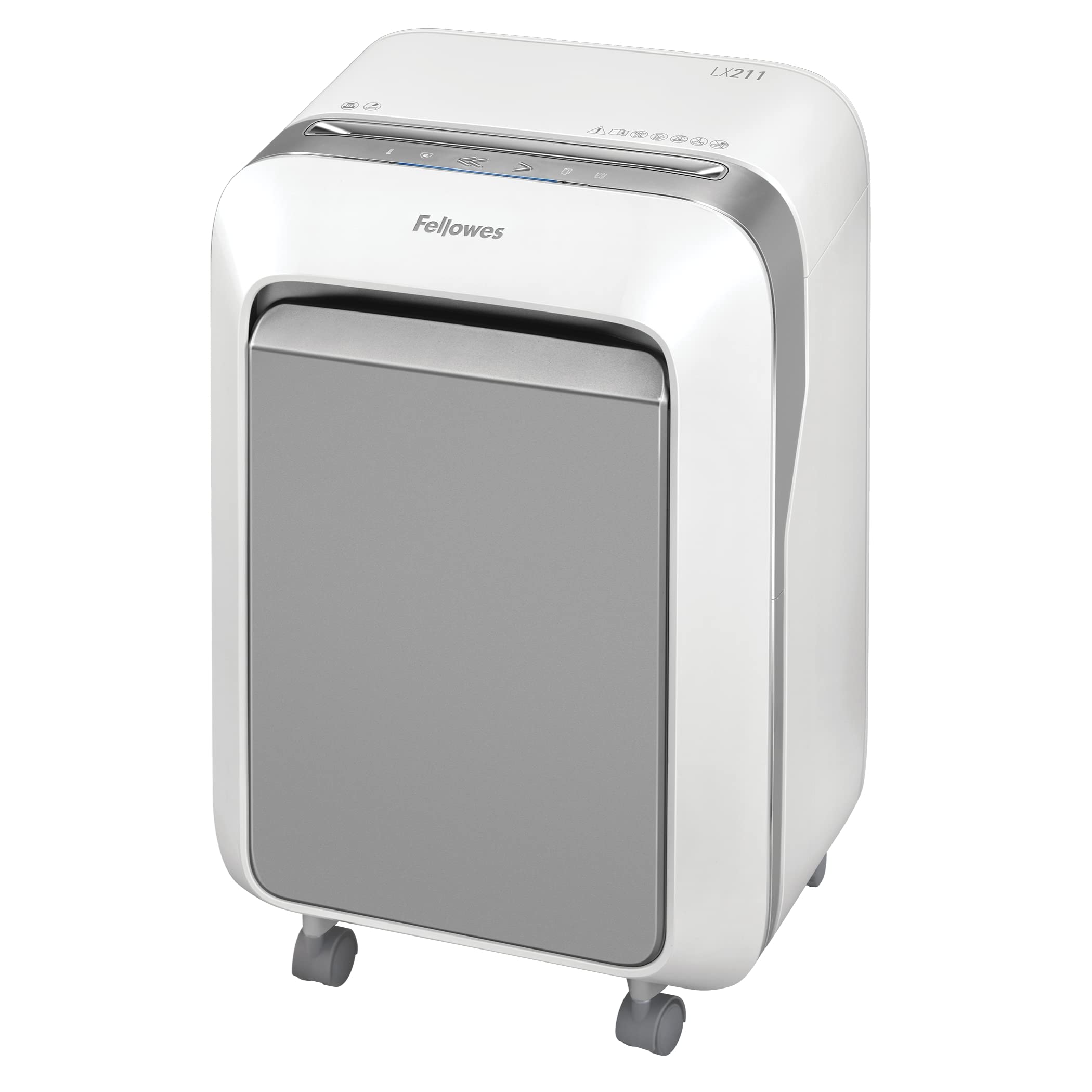Fellowes LX211 - Destructora de Papel, microcorte, destruye hasta 15 Hojas, trituradora de Papel para Oficina 100% Anti-Atascos, Nivel de Seguridad DIN-P5, Papelera 23L, Color Blanco | Partículas 2 x 12 mm, 14 hojas, color blanco