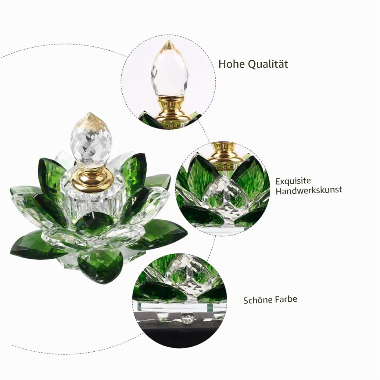 Homoyoyo Vintage Leere Parfümflasche – Antike Kristall Parfümflakon Im Lotus-Design - Dekorativ Und Nachfüllbar Ideal Für Zuhause Und Als Stilvolles Für Frauen Und Mädchen