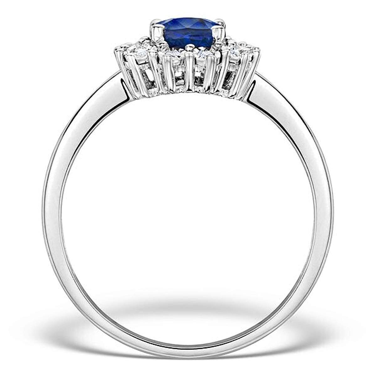 Anillo de compromiso de plata esterlina de zafiro y zirconita cúbica de diamante. Replica mediana de Kate Middleton/Princesa Diana. Tamaño del 8 a 18.5 disponibles.