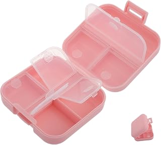 Ciieeo Pequeña De Pastillero De Muñeca Contenedores De Para Uso Personal Maletín De Medicina Portátil Organizador De De Dia y Noche El Plastico Rosa