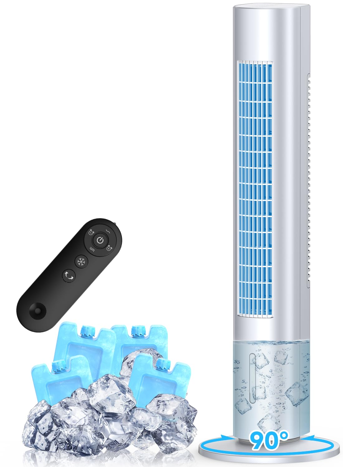 Windowless Portable Air Conditioners 35 Swamp Cooler w 4 Ice Packs 3 Speeds 25ft Remote 7H Timer 90