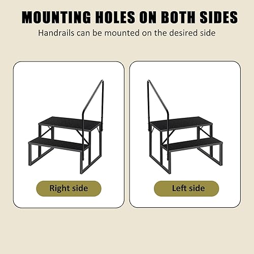 Miniatura 4 de Escalera de taburete de 2 escalones para adultos, taburete para niños, 660 libras, escaleras de bañera de hidromasaje con barandilla, taburete para