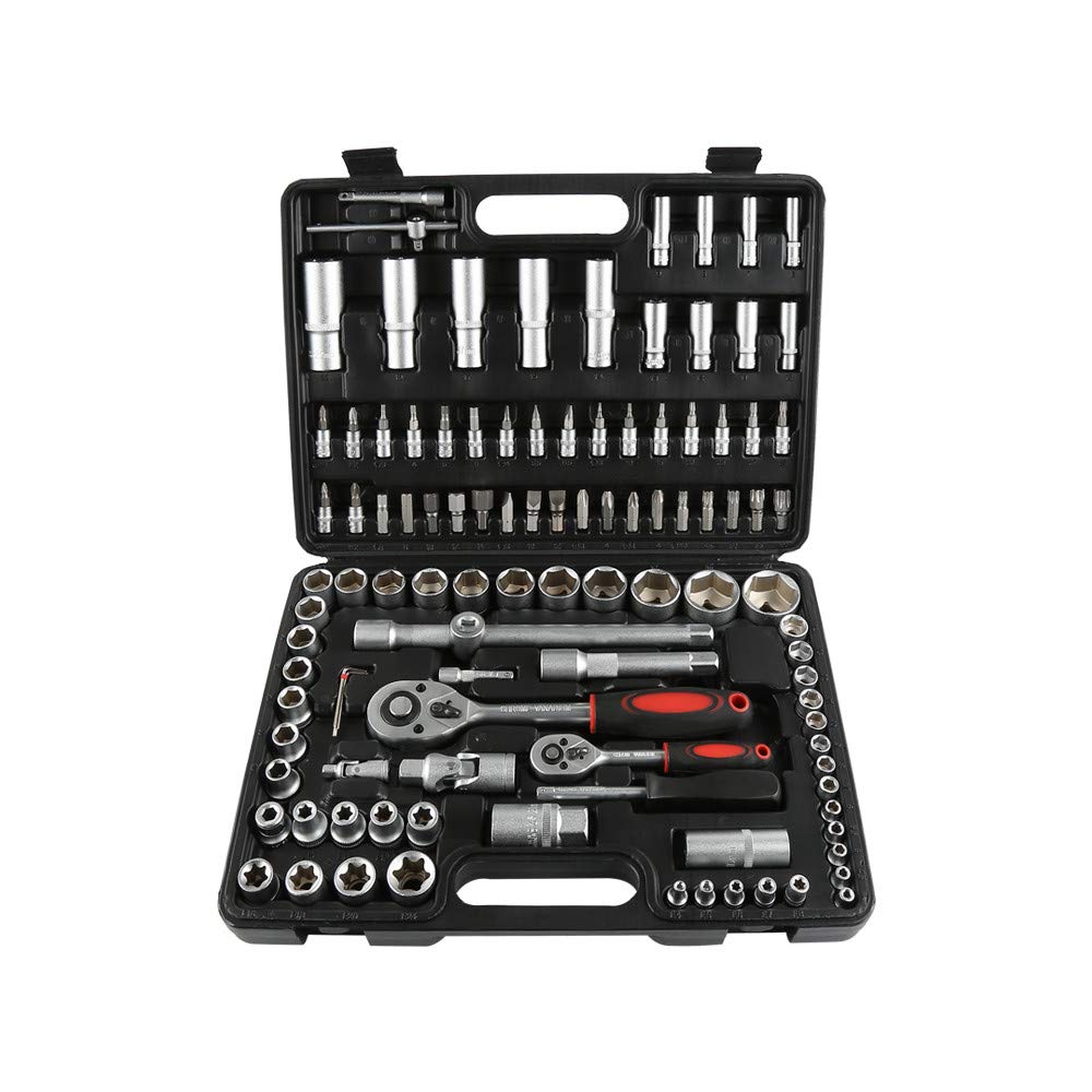 108PCS, Douille à Cliquet jeux de clés à douille Set Outils Boîte Clés Plate