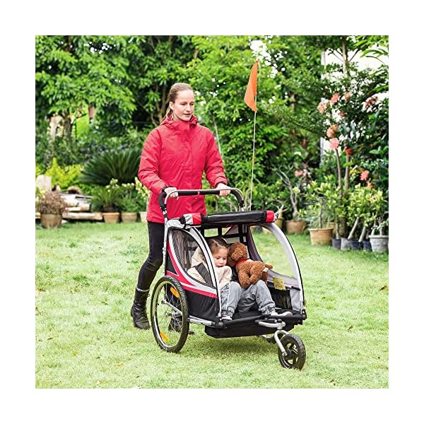 Child Bike Trailer 2 in 1 Baby Stroller 2 Seater Transport