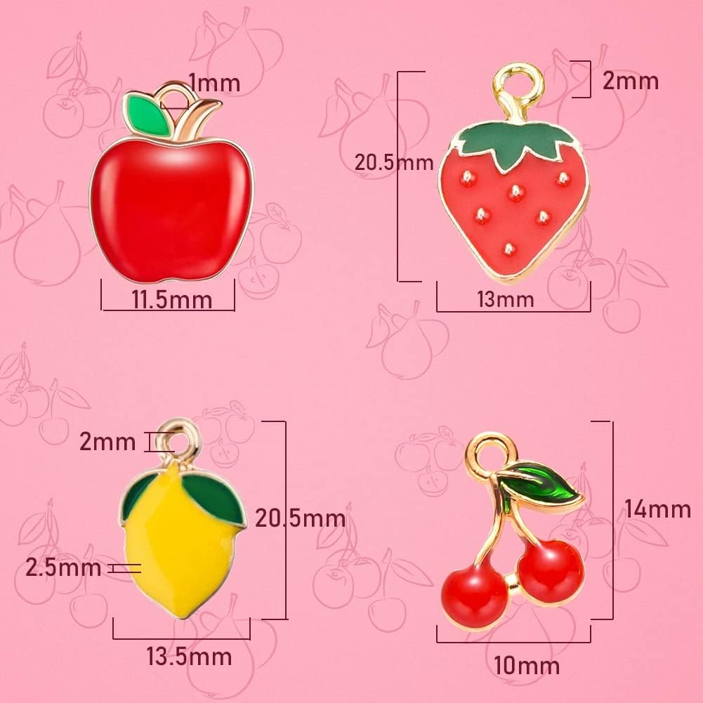 BINBE Fruit Charms Lemon Strawberry Apple Enamel Charm Pendant for for DIY Jewelry Making Cute Charms Earrings Jewelry Making Necklace Bracelet - Image 3