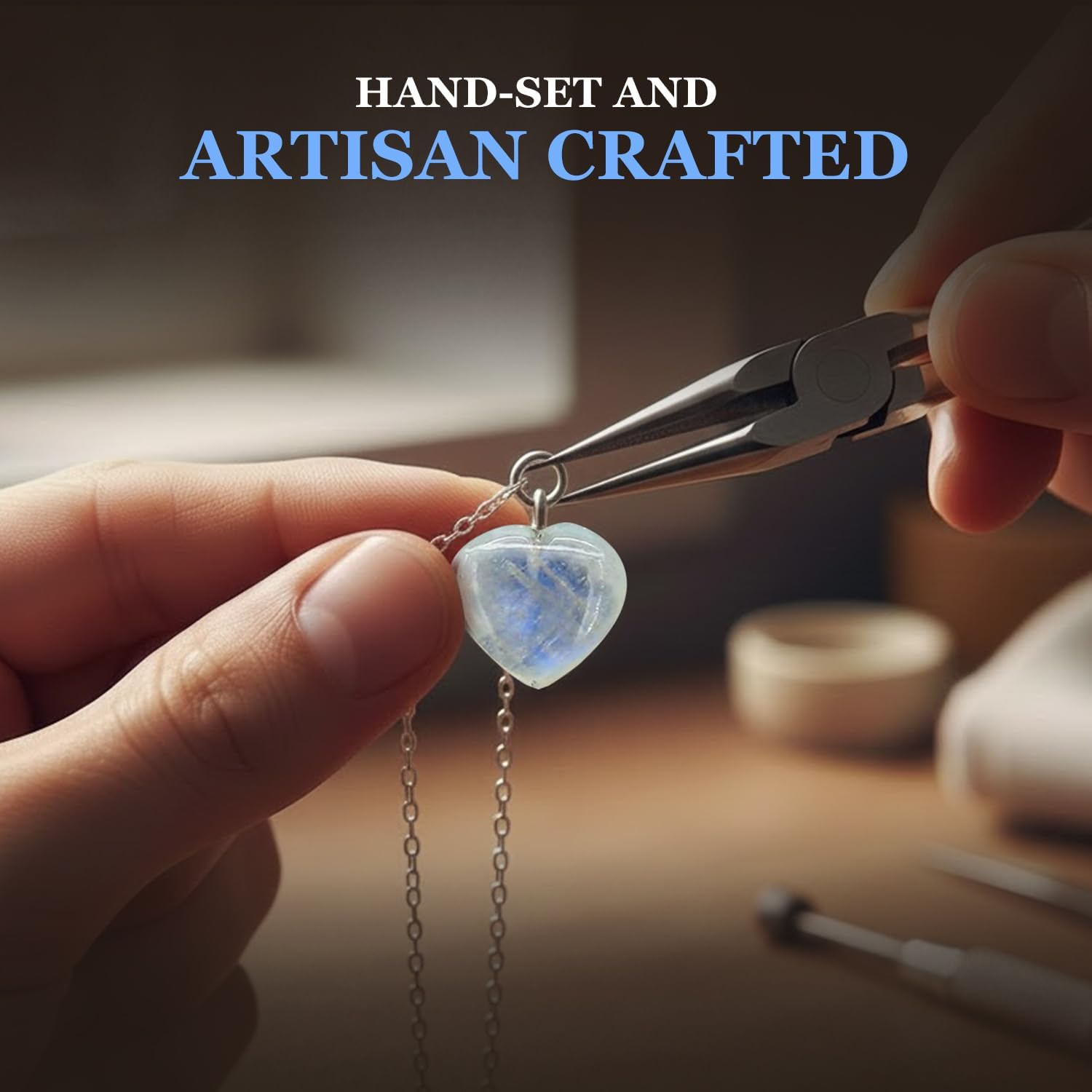 Heart Necklace for Women, Gemstone Pendant Necklace, Heart Shape Pendant, Healing Crystal Necklace, Lightweight Wear, 925 Silver 16+2" Adjustable Chain, Valentine's Gift for Her - Image 8