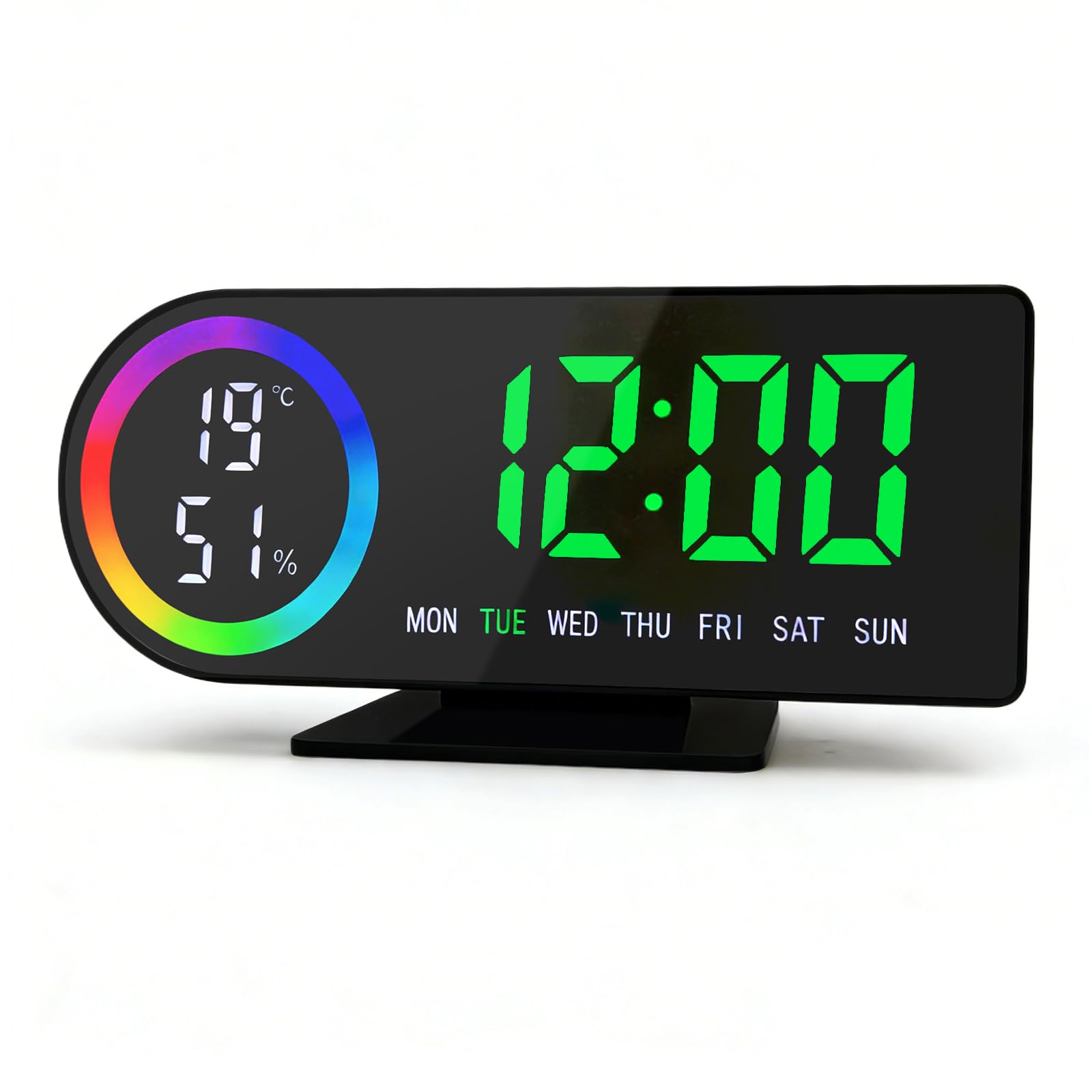 Reloj despertador digital LED espejo y monitor de humedad AuraSync