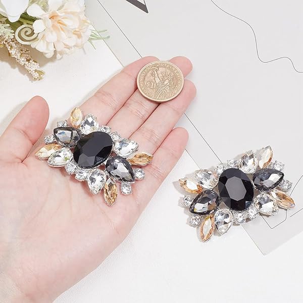 1 Pair Rhinestone Crystal Shoe Clips Wedding Party Prom Shoe Clips Buckles Decorations Elegant Women Heels Charms Beaded for Craft Jewelry Lady Heels Clothing Bags Hats Dress Decor - 3