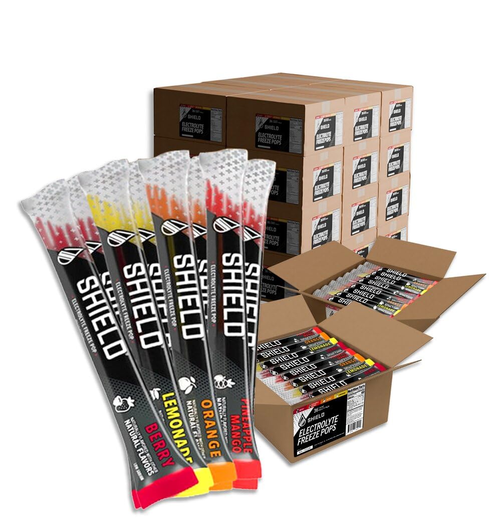 SHIELD Zero Electrolyte Replenisher Freeze Pops – Sugar-Free, Zero Calories, Natural Sweeteners (Monk Fruit + Stevia) – Case of 36 Variety Pack (Assorted Flavors)