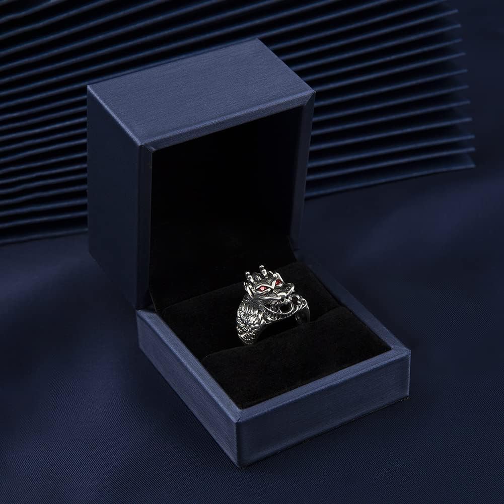 Dragon Ring, Vintage 925 Sterling Silver Dragon Rings for Men Thai Silver Biker Ring Men Jewelry