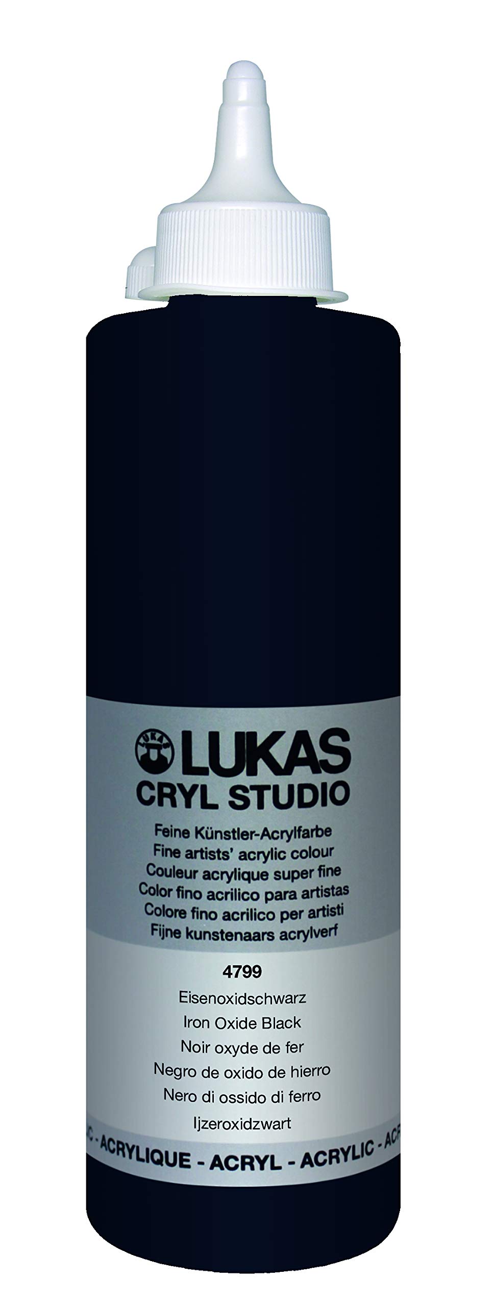 Lukas Cryl Studio 500ml Premium Quality Acrylic Paint, Iron Oxide Black