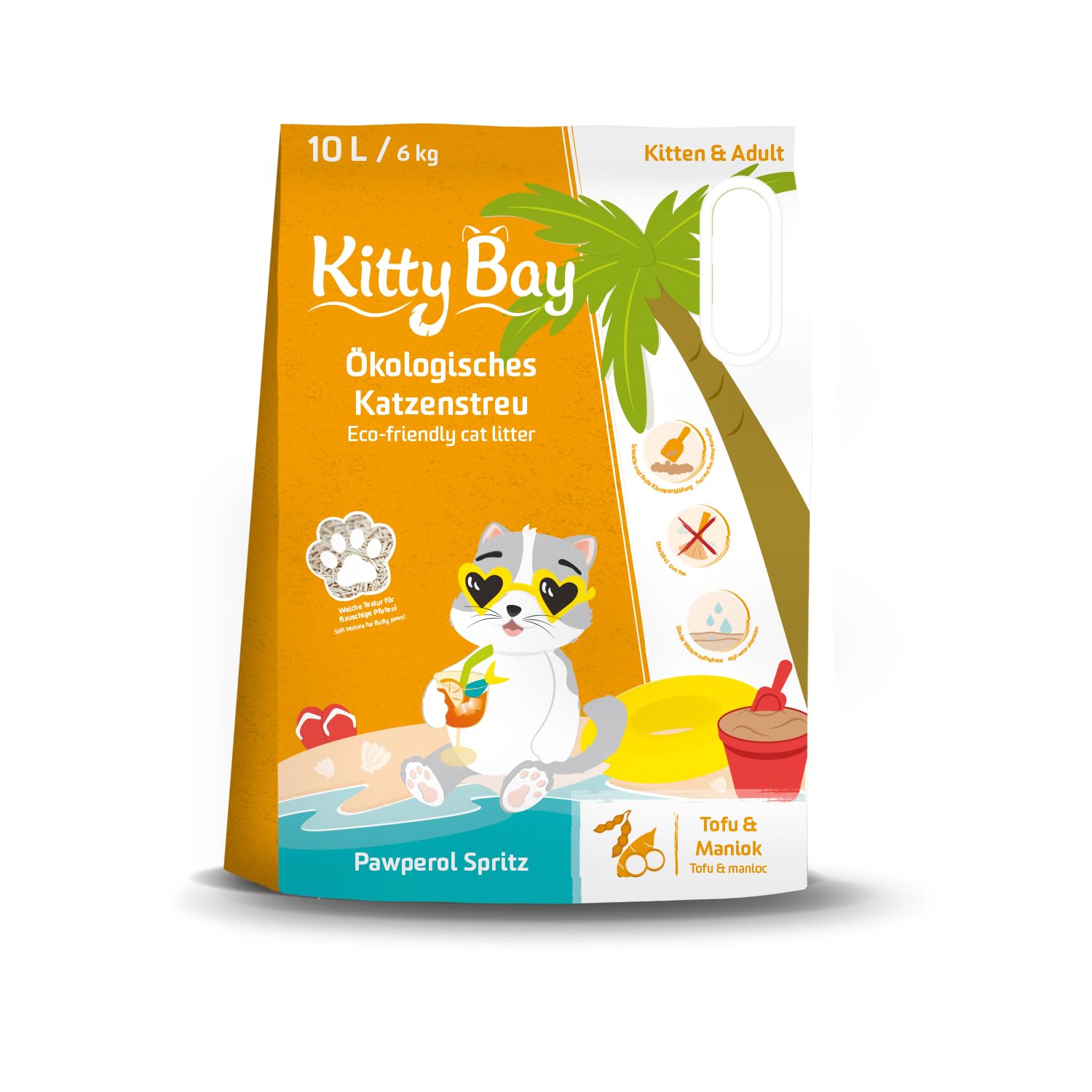 KittyBay - Pawperol Spritz - ECO clumping and dust-free cat litter, tofu and cassava, 10 litres