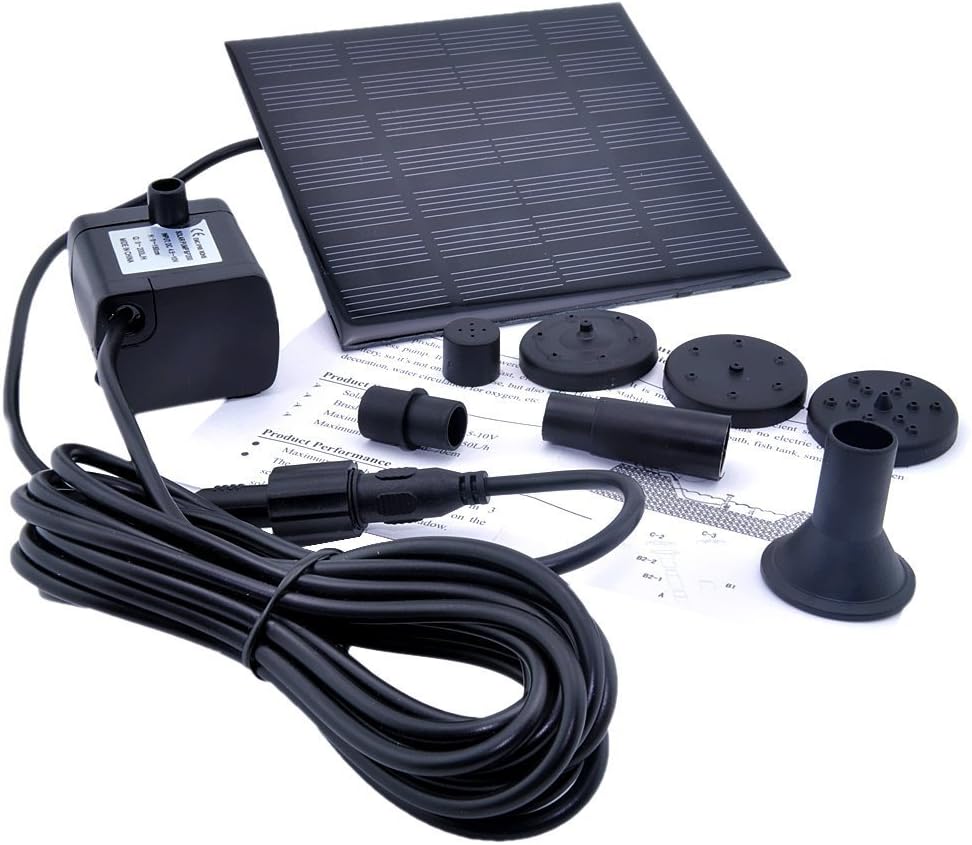 1.2 Watt Solar Power Water Pump Garden Fountain / Submersible Pump with Suckers at the Bottom, Features A Square Solar Panel to Be Staked on the Ground (01)