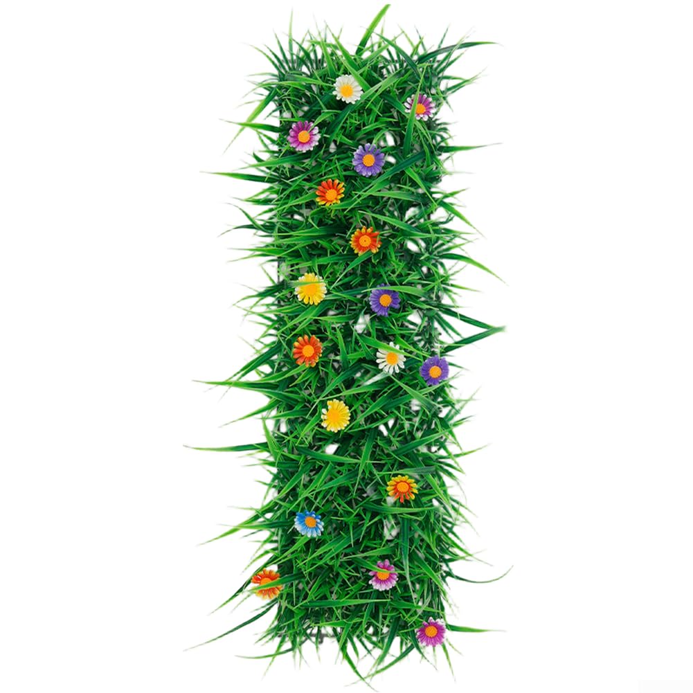 Tappeto in erba sintetica per esterni, dall'aspetto naturale, a bassa manutenzione, decorazione da giardino (31,5 x 60 cm)