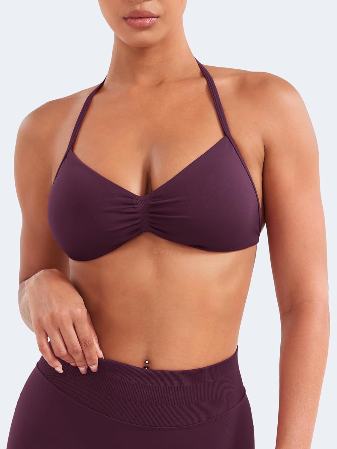 VOYJOY Impact Strappy Sports Bra Adjustable Padded Workout Gym Yoga Bra Crop Top for Women - Image 3