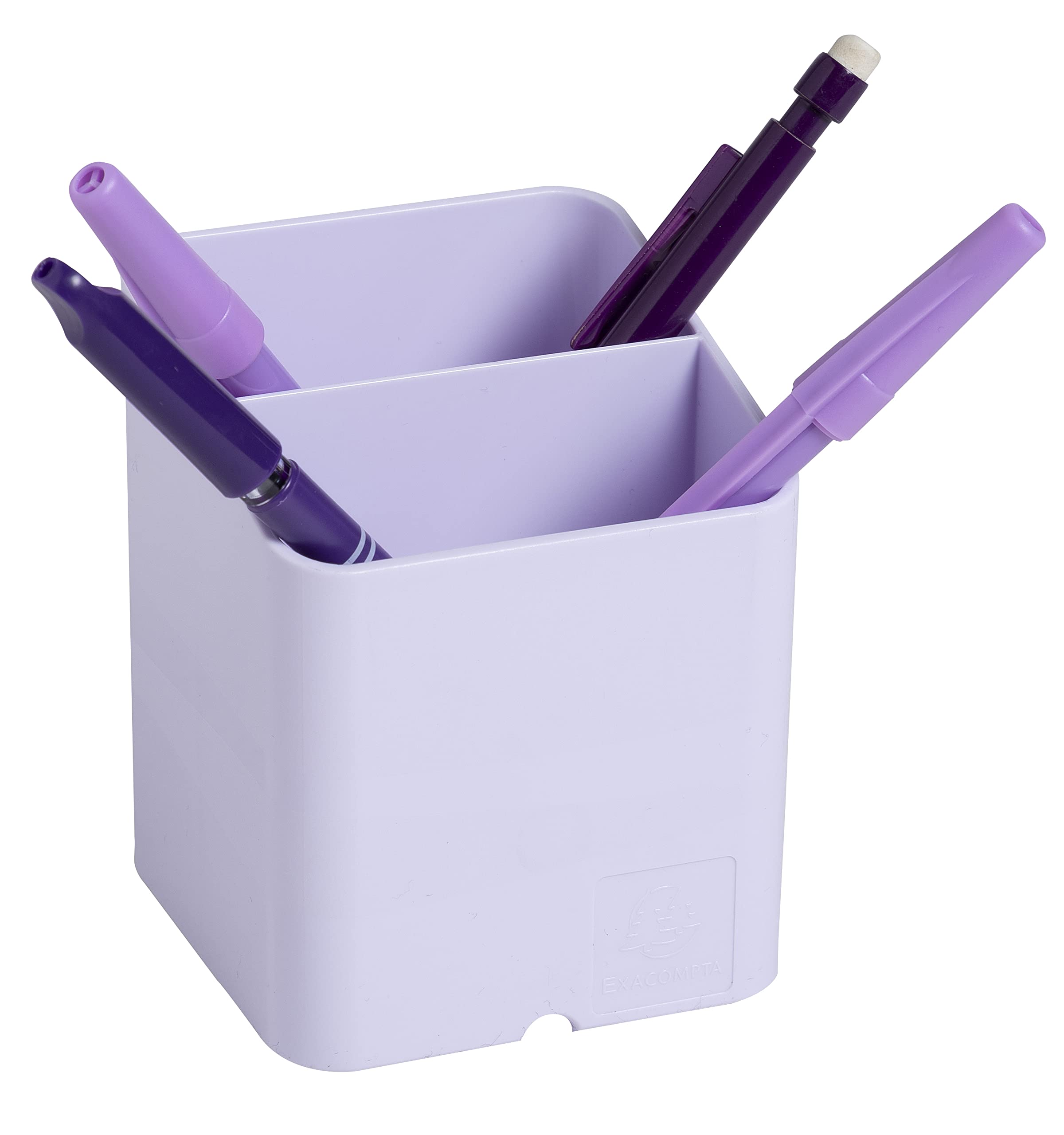 Exacompta 67764D 10er Pack Stifteköcher PEN-CUBE Aquarel aus Kunststoff mit 2 Fächern für mehr Ordnung auf dem Schreibtisch Stifteköcher Stiftebox Aufbewahrungsbox Organizer lila