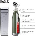HASLE OUTFITTERS 17oz Stainless Steel Water Bottles, Vacuum Insulated Water Bottles Double Walled Powder Coated Reusable Metal Sports Water Bottles Keep Drinks Hot and Cold, ArmyGreen, 1Pack