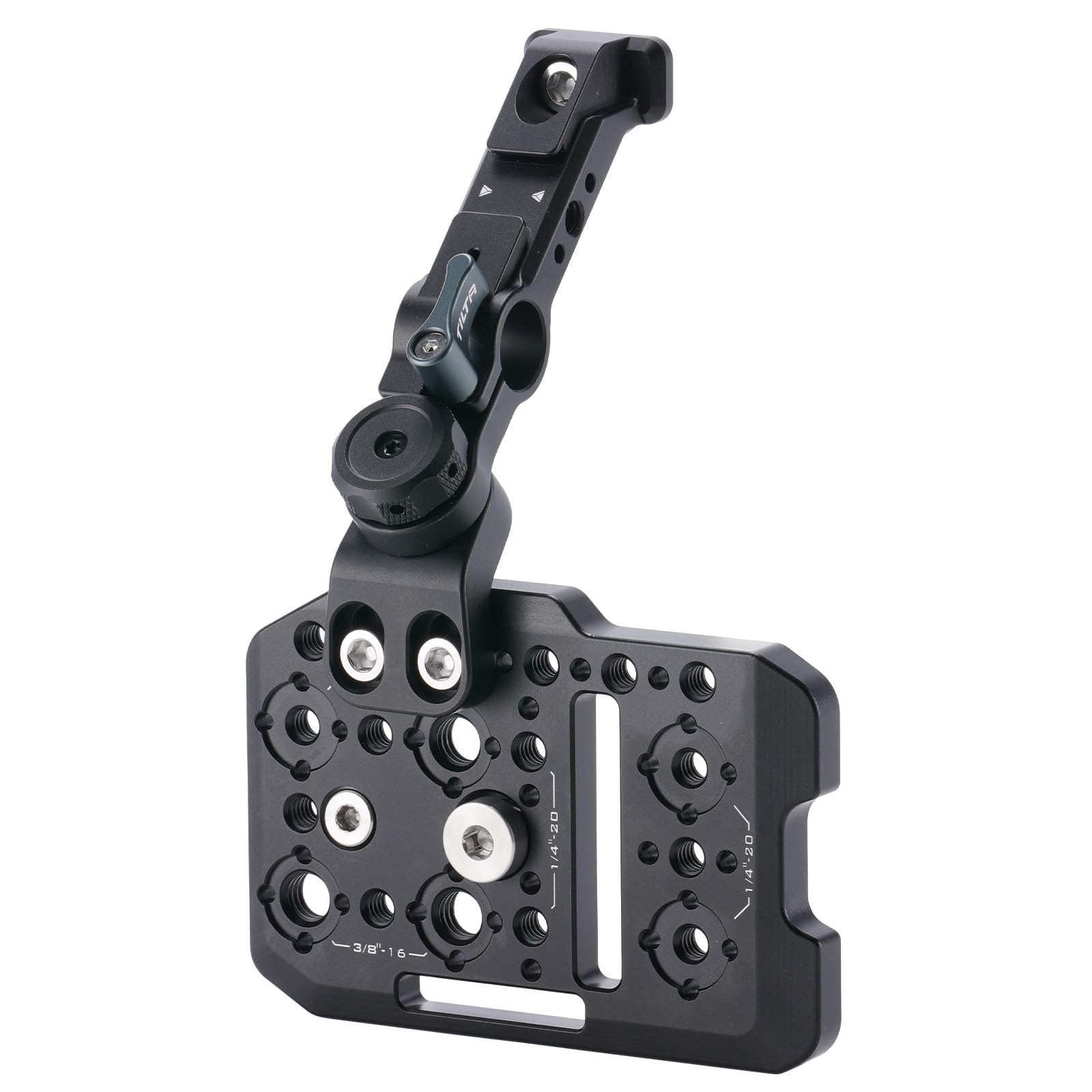 Tilta Soporte de montaje vertical resistente, Compatible con la jaula Sony FX6 con mango ajustable, placa de montaje de expansión con roscas 1/4"-20 y 3/8"-16 y pasadores de posicionamiento ES-T20-VMB