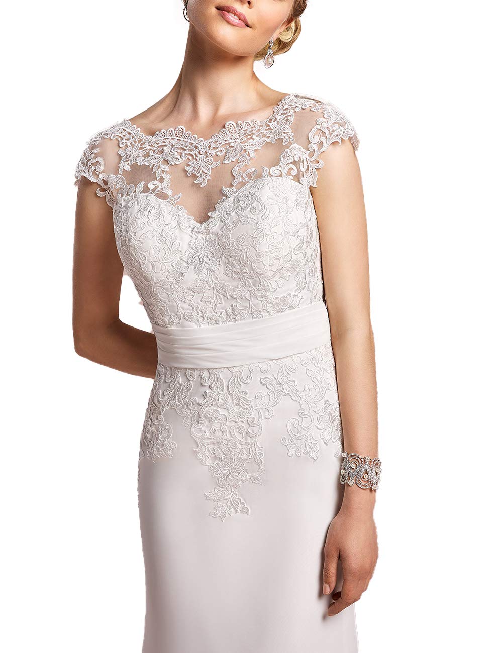 con Vestidos de Noche con Faldas de Manga Corta Y Tirantes Abiertos, WZEFEIO, Blanco, 32