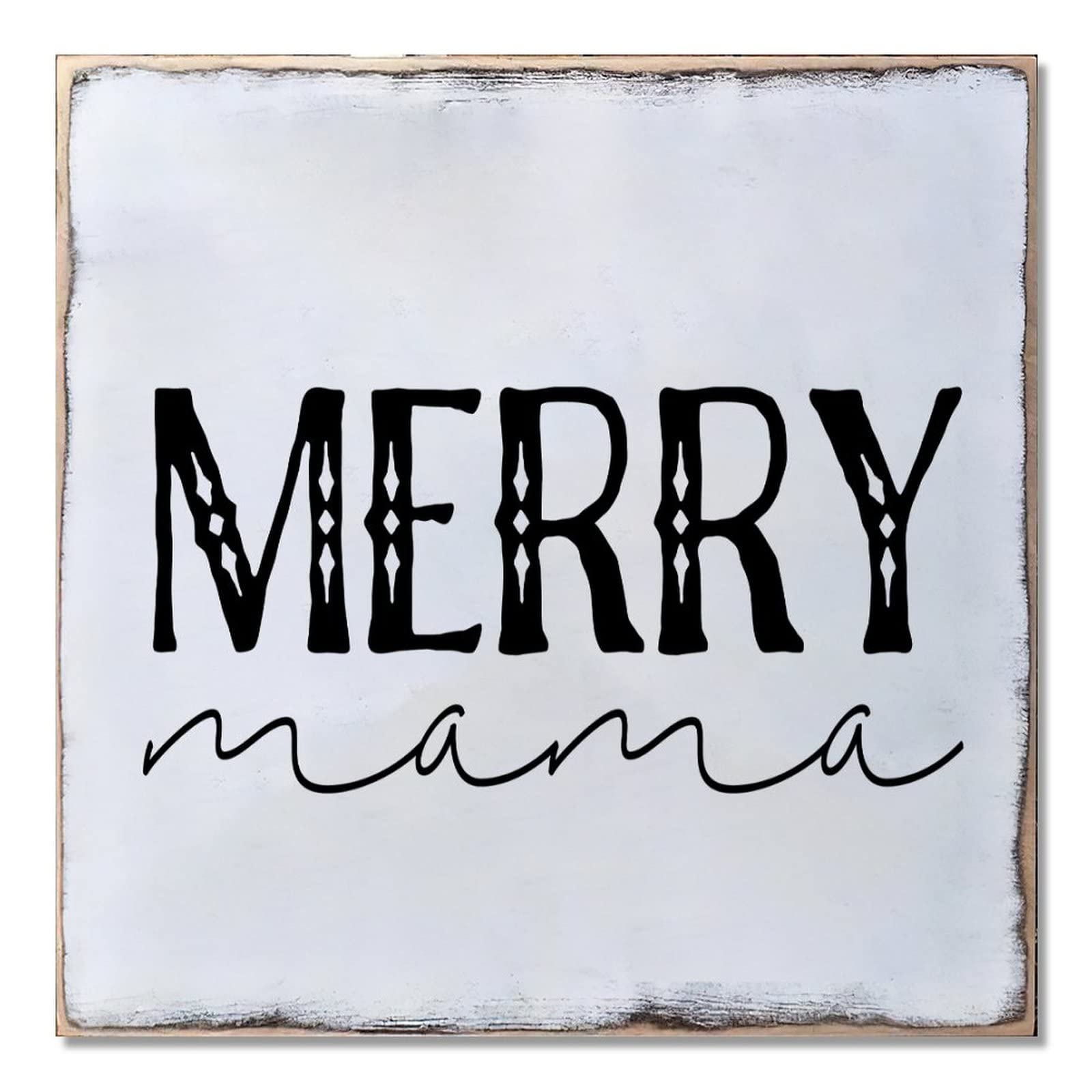 Panneau Merry Christmas chic en bois de 40 cm pour Noël