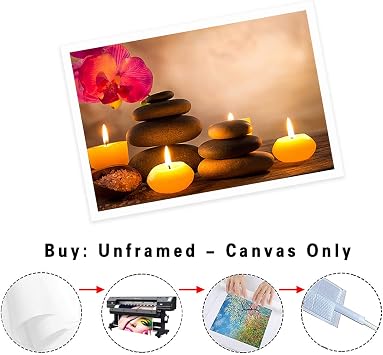 HPUXSYIO Canvas Prints Wall Art - Spa Still Life Orchid Candles and Zen Stones Modern Wall Decor Home Decoration (Unframed - Canvas only,8x12inch)