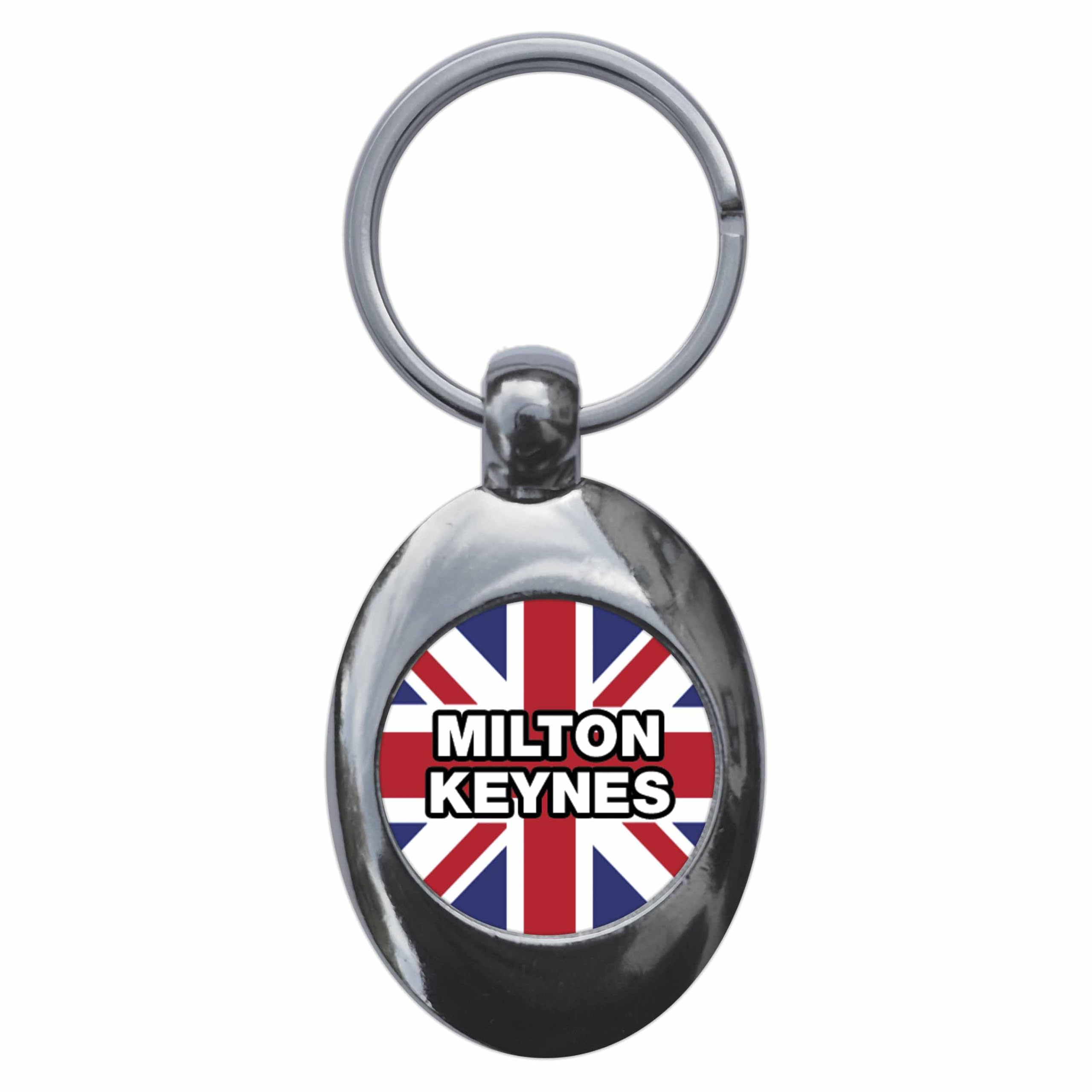 Ozorath Milton Keynes Union Jack Keyring Keychain With Trolley Coin