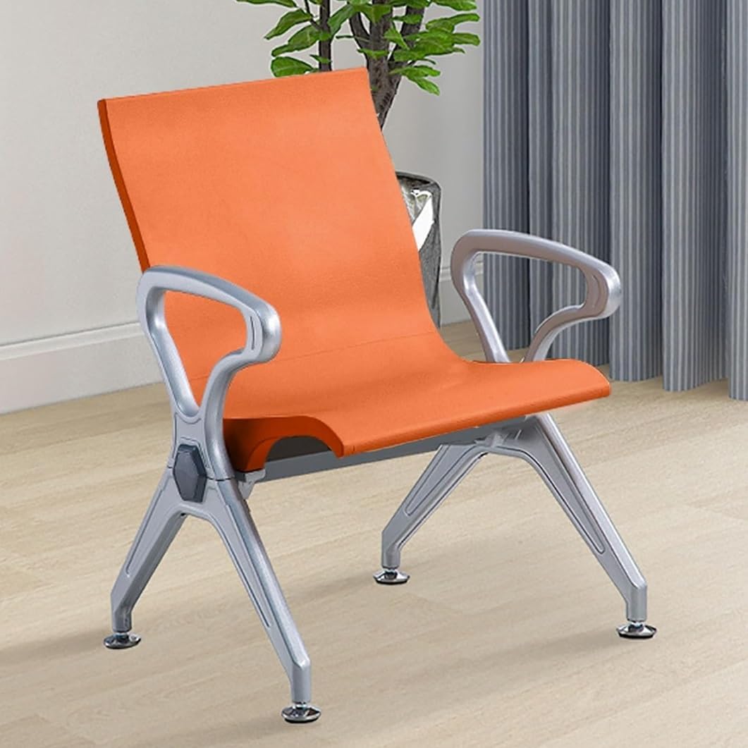YVYKFZD Waiting Room Bench, 1-Seat Waiting Room Chairs, PU Leather Office Guest Reception Chairs with Arms and Backrest, Airport Reception Bench, Easy to Assemble(Orange)