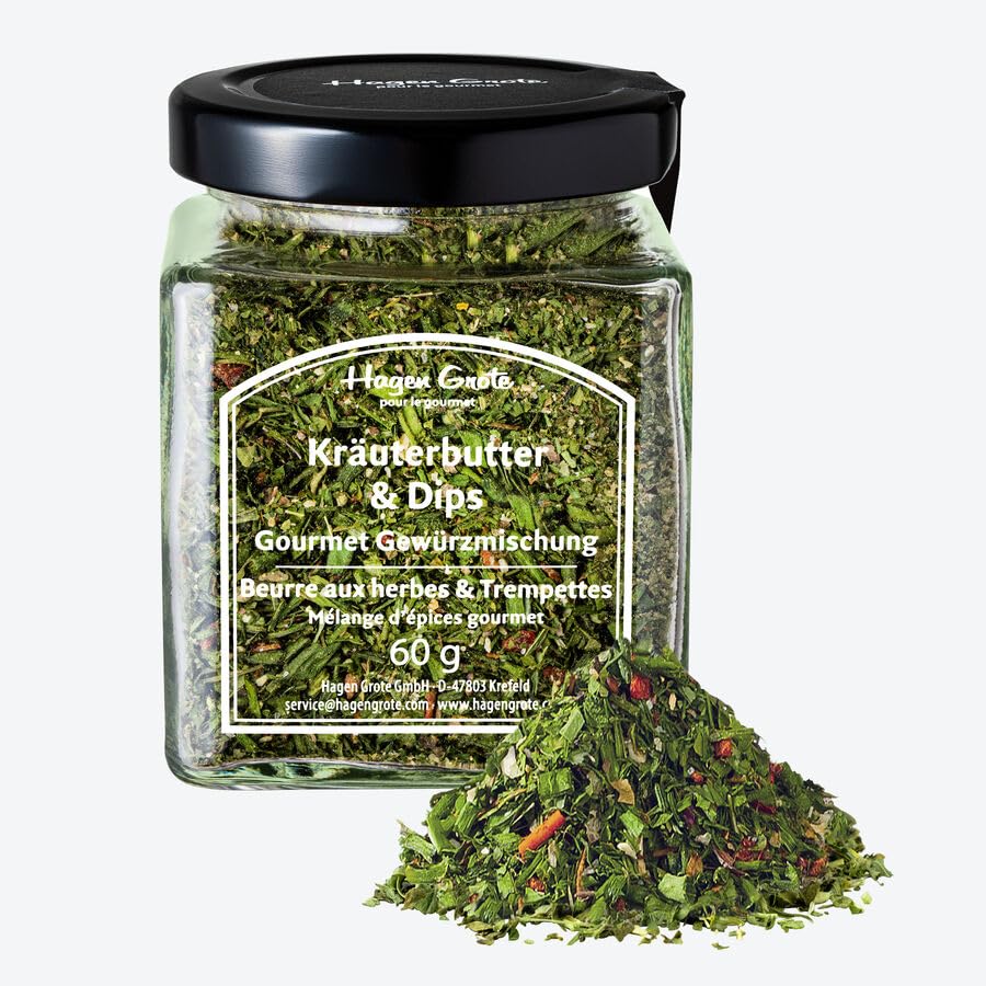 Hagen Grote Feine Gewürzmischung Kräuterbutter & Dips, 60 g Glas, aus rein natürlichen Zutaten