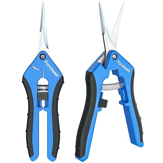 Fondwell 6.5" Pruning Shears Trimming Scissors: 2 Pack of Small Garden Snips with Micro Tip - Plant Clippers of High Cutting Efficiency