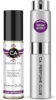 Duo Impression of Sensual Instinct For Women And Men Perfume Layering Set Long Lasting Travel Size EDP + Body Oil Roll-On Bottle 0.27 Fl Oz+0.33 Fl Oz