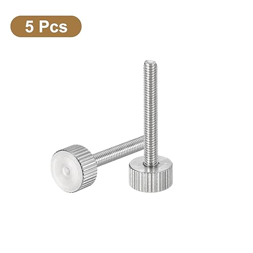 Miniatura 83 de uxcell Tornillos moleteados M3x10mm, 5 piezas de acero inoxidable 304 con cabeza moleteada plana totalmente roscada, tornillos de pulgar, pernos