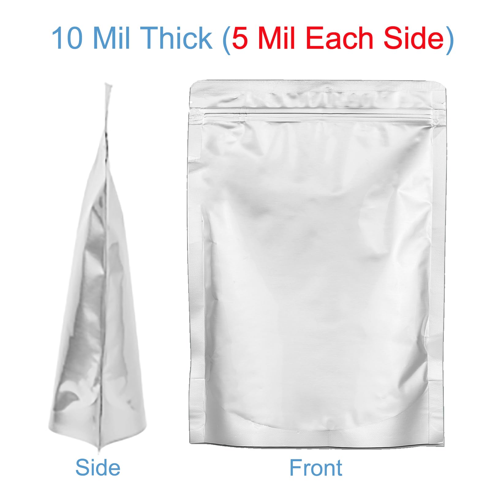 100 bolsas de Mylar de 1 cuarto de galón de grosor, 9.4 mil, 7 x 10 pulgadas, bolsas herméticas de Mylar sellables al vacío para almacenamiento de alimentos a largo plazo (7 x 10 pulgadas (1 cuarto de