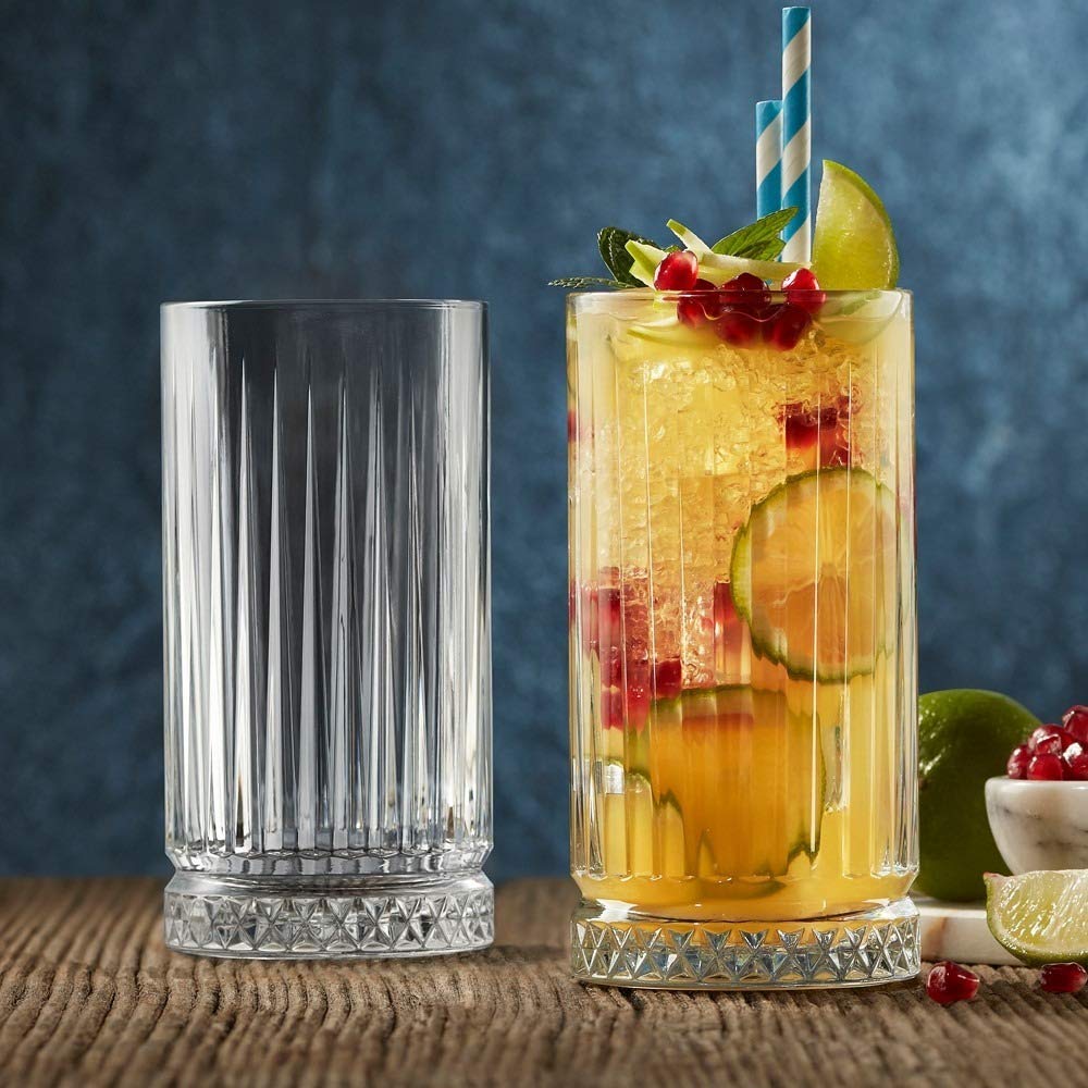 Pasabahce 520015 - Bicchiere da long drink in stile retrò e cristallo, per cocktail, succhi di frutta, acqua, drink, highball pesante, altezza ~ 15 cm, V ~ 445 ml, 2 pezzi