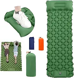 Colchonete Camping Colchão Inflável Solteiro, Praticidade e Conforto,Acampamento Acessorios (Verde)