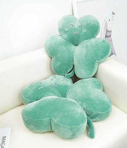 Cyprinus Carpio Smile Face Trifolium - Cojín de felpa con diseño de trébol verde, decoración de habitaciones, color verde