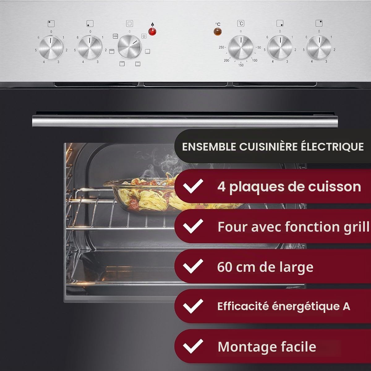 Four encastrable Inox avec plaque de cuisson Bomann EHBC7935-Inox