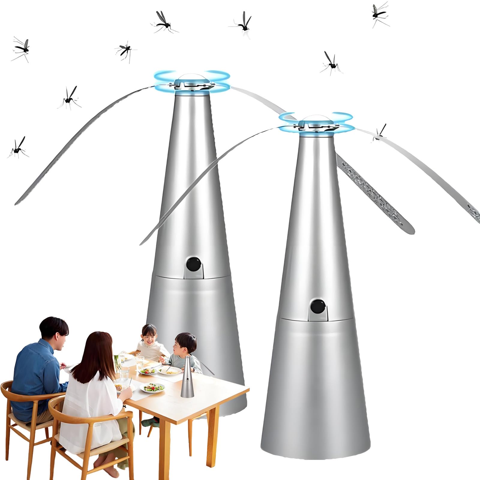 Fly Repellents Fan for Tables, Fly Repellent Fans for Tables USB Rechargeable,Fly Repeller Fan, Quiet Mosquitoes Fly Repellents Fans for Outdoor Indoor,Fans to Keep Flies Off Food (Silver*2)