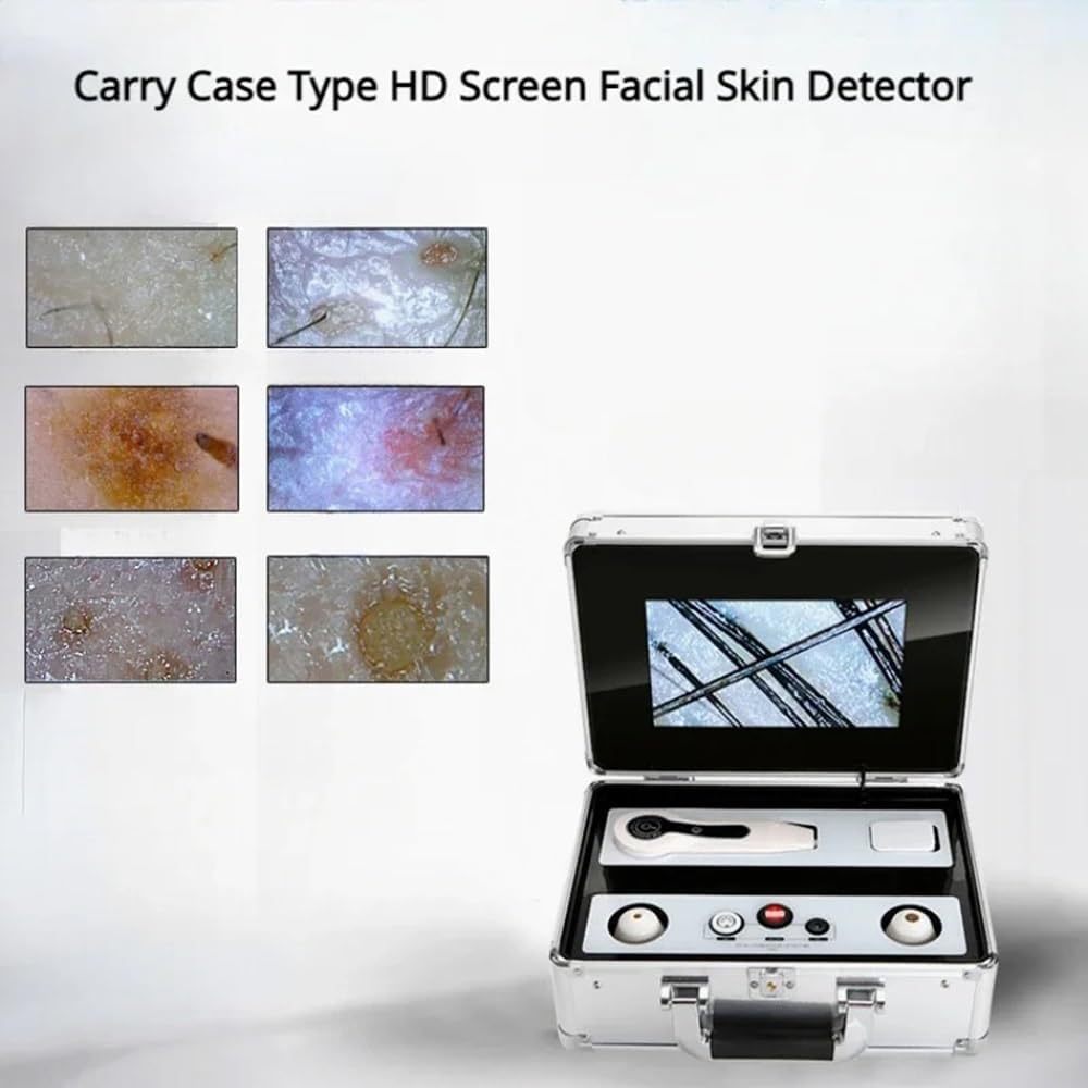 Microscope Accessories Kit Carry Box Type Hair Skin Scalp Follicle Detector Digital Microscope for Beauty Salon with 7 / 9Inches Screen 50X/200X Magnifier Microscope Slides(7 inch Screen)
