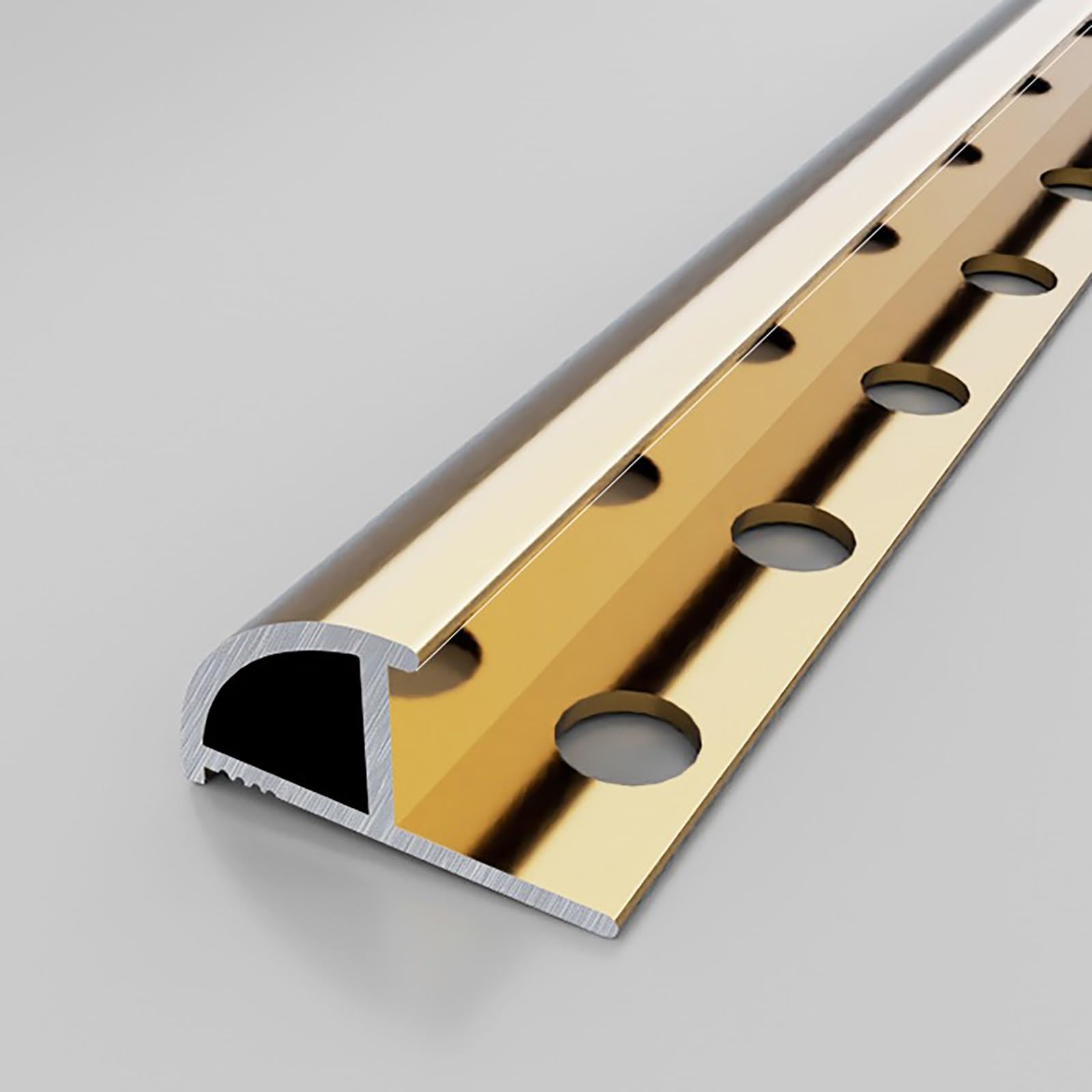 Perfiles para Baldosas En Aluminio Anodizado Longitud 125 Cm* 2 Piezas Perfil De Esquina Riel De Perfil para Transiciones Piso Y Pared Tira Terminal (Gold,Width:12.2mm)
