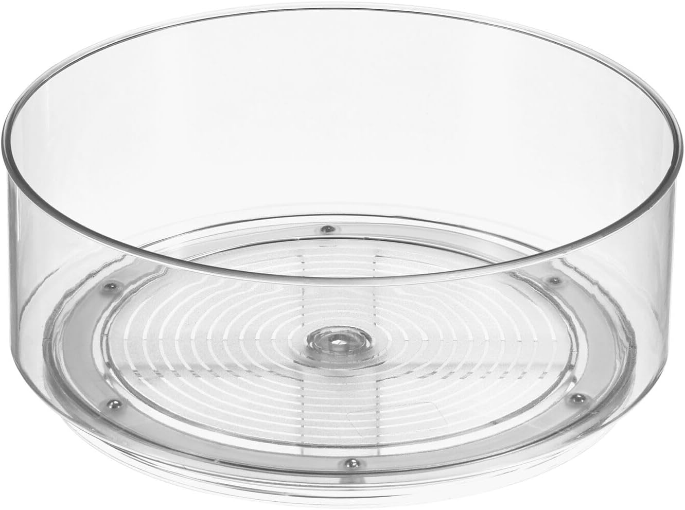 mDesign Lazy Susan Turntable Plastic Spinner for Kitchen/Bathroom, Pantry, Fridge, Cupboards, or Counter Organizing, Fully Rotating Organizer for Food, 9" Round - Lumiere Collection - 2 Pack, Clear